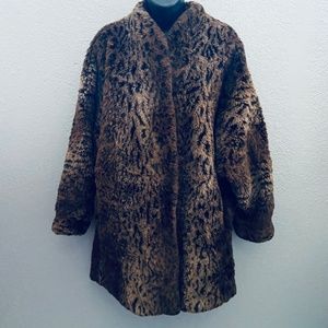 Vintage 1980s Monterey Fashions Faux Fur Coat - Med